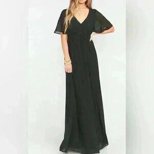 $198 Show Me Your Mumu Bridesmaid Black Maxi Dress Emily Empire Waist Maternity